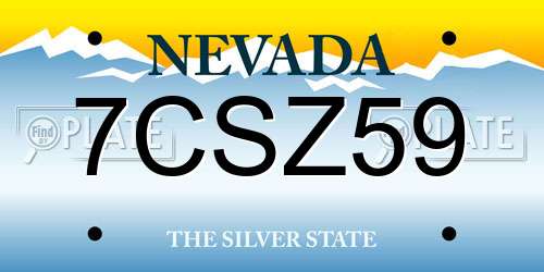 7CSZ59 Nevada License Plate