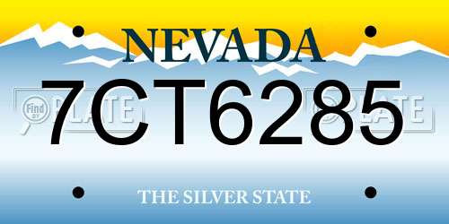 7CT6285 Nevada License Plate