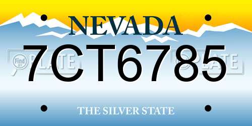 7CT6785 Nevada License Plate