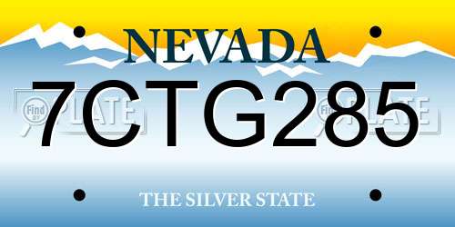 7CTG285 Nevada License Plate