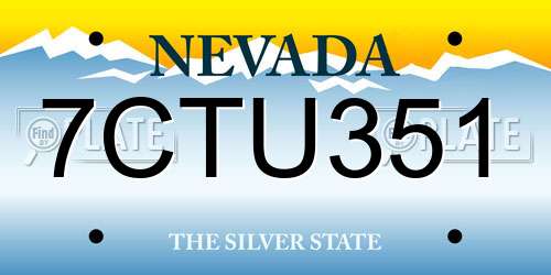 7CTU351 Nevada License Plate