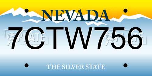 7CTW756 Nevada License Plate