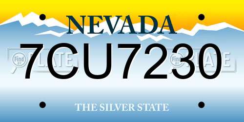 7CU7230 Nevada License Plate