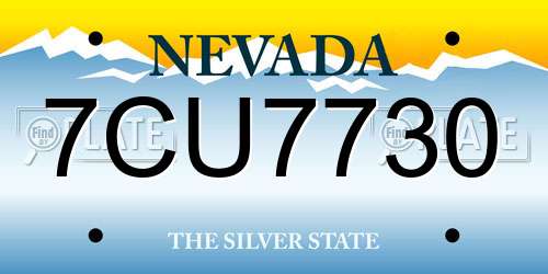 7CU7730 Nevada License Plate