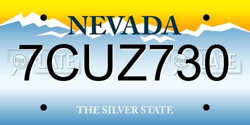 7CUZ730 Nevada License Plate