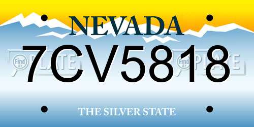7CV5818 Nevada License Plate