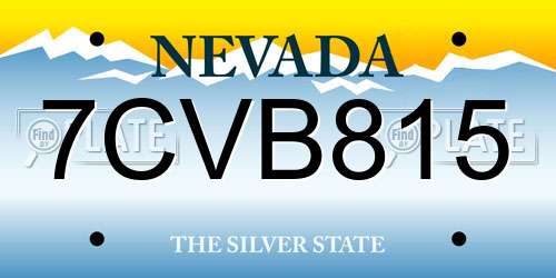 7CVB815 Nevada License Plate