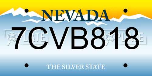 7CVB818 Nevada License Plate