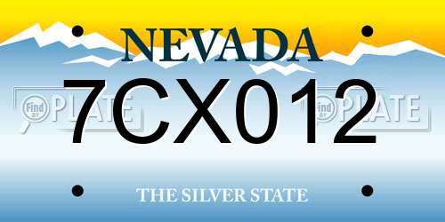 7CX012 Nevada License Plate
