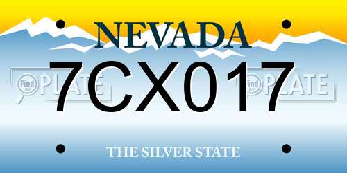 7CX017 Nevada License Plate