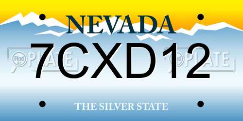 7CXD12 Nevada License Plate