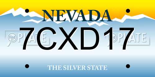 7CXD17 Nevada License Plate