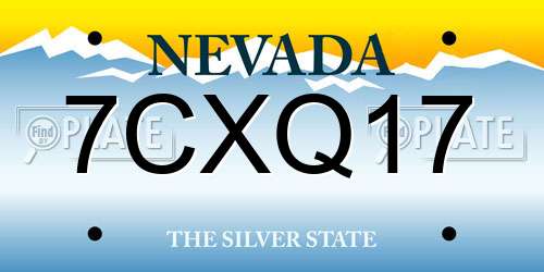 7CXQ17 Nevada License Plate