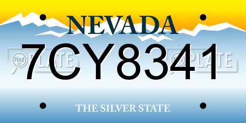 7CY8341 Nevada License Plate