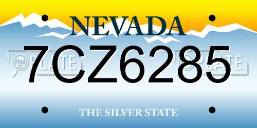 7CZ6285 Nevada License Plate