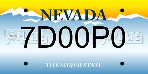 7D00P0 Nevada License Plate