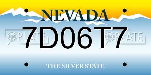 7D06T7 Nevada License Plate