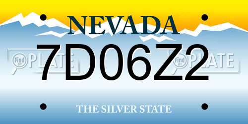 7D06Z2 Nevada License Plate