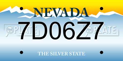 7D06Z7 Nevada License Plate