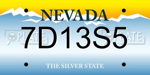 7D13S5 Nevada License Plate