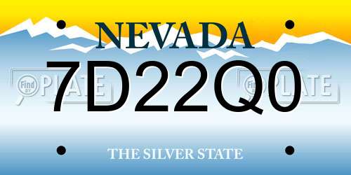 7D22Q0 Nevada License Plate