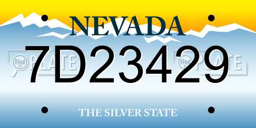 7D23429 Nevada License Plate