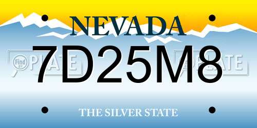 7D25M8 Nevada License Plate