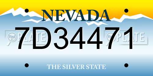 7D34471 Nevada License Plate
