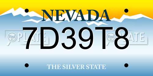 7D39T8 Nevada License Plate
