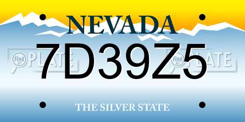 7D39Z5 Nevada License Plate