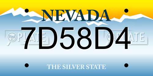 7D58D4 Nevada License Plate
