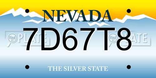 7D67T8 Nevada License Plate