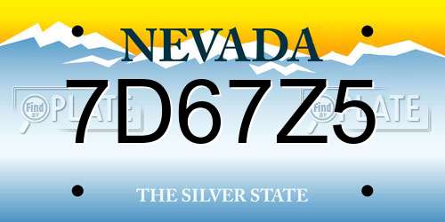 7D67Z5 Nevada License Plate