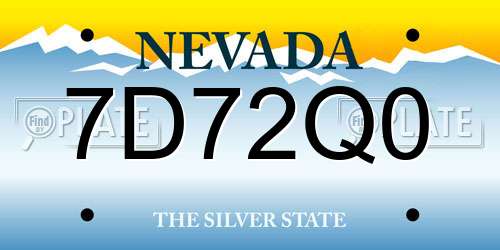 7D72Q0 Nevada License Plate
