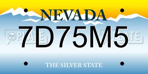 7D75M5 Nevada License Plate
