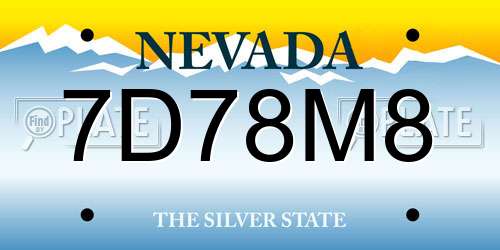 7D78M8 Nevada License Plate