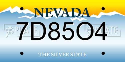 7D85O4 Nevada License Plate