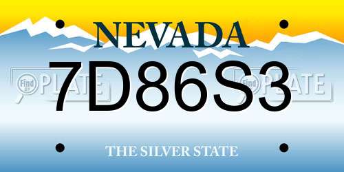 7D86S3 Nevada License Plate