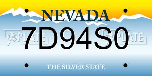 7D94S0 Nevada License Plate