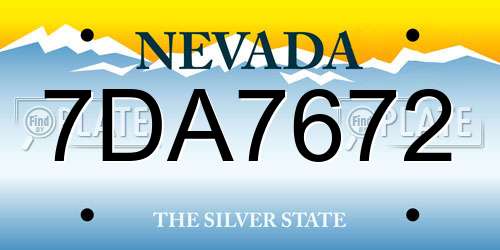 7DA7672 Nevada License Plate