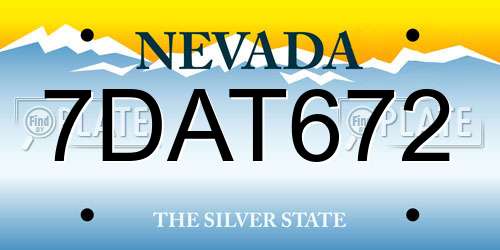 7DAT672 Nevada License Plate