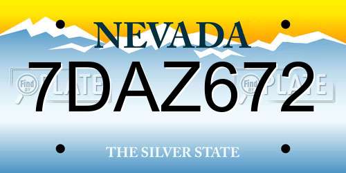 7DAZ672 Nevada License Plate