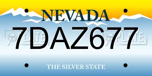 7DAZ677 Nevada License Plate