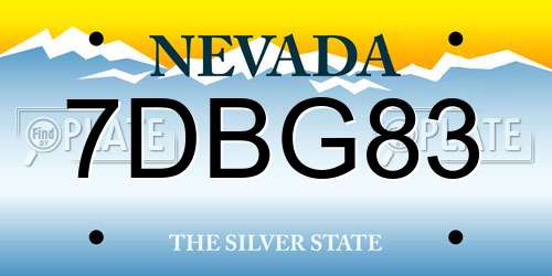 7DBG83 Nevada License Plate