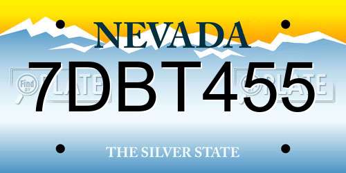 7DBT455 Nevada License Plate
