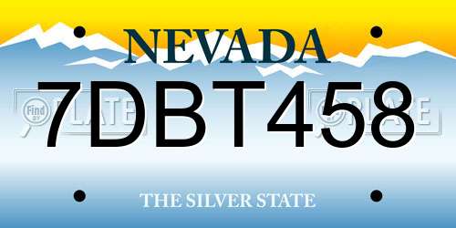 7DBT458 Nevada License Plate