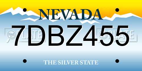 7DBZ455 Nevada License Plate