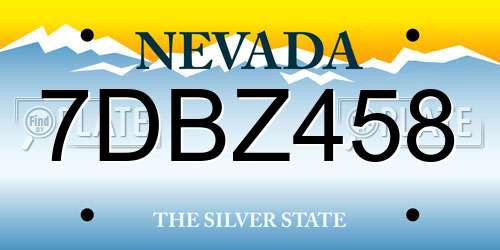7DBZ458 Nevada License Plate