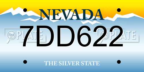 7DD622 Nevada License Plate
