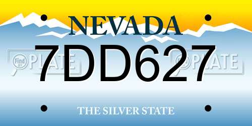 7DD627 Nevada License Plate